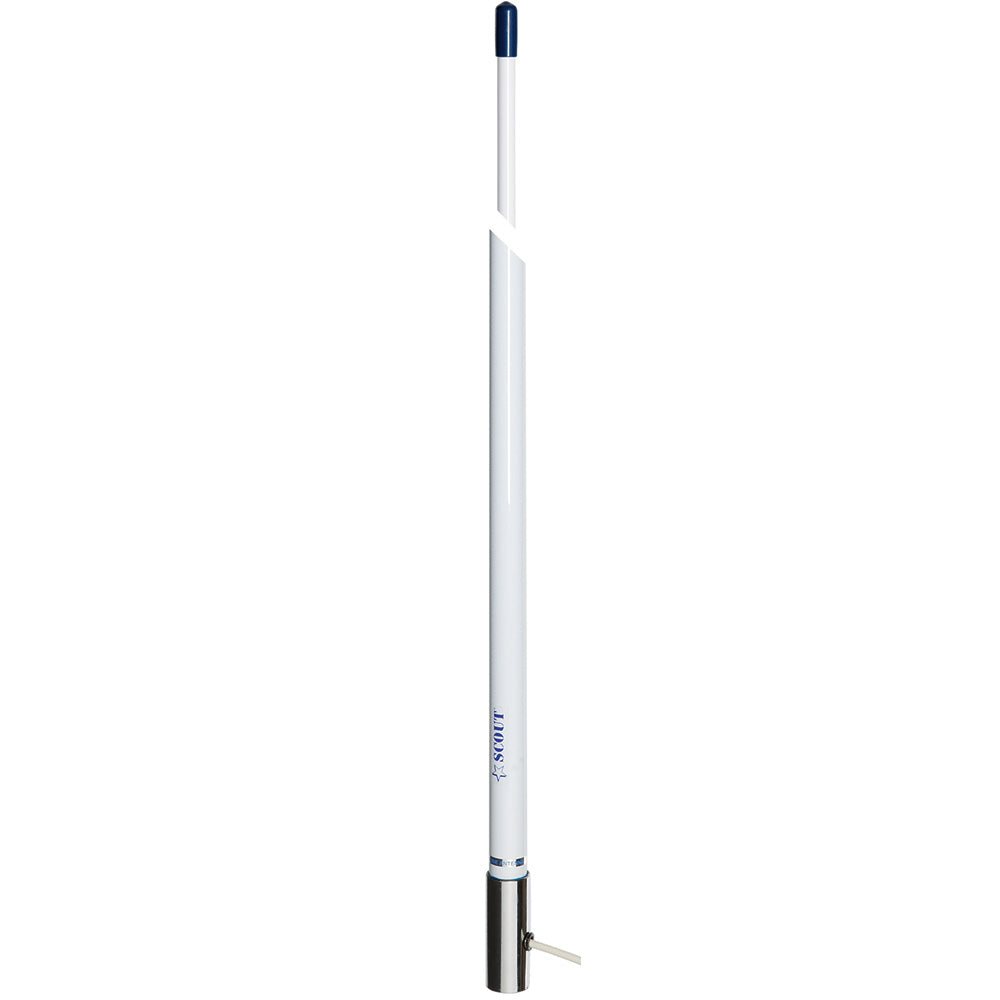 Scout 8' White VHF Antenna 6dB Stainless Steel Ferrule w/5M RG-58 Coax Includes PL-259 KS-42 [PF AN NVHF00007T]